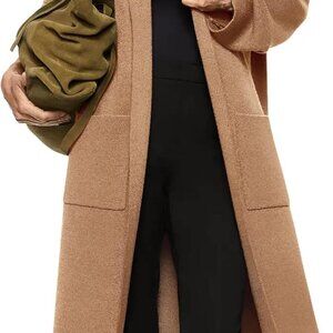 Womens Long Sleeve Maxi Cardigan Open Front Oversized Knitted Sweater Coat Casua